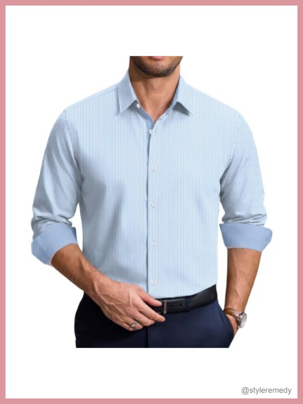 Men's Printed Dress Shirt Long Sleeve Business Button Down Contrast Collar